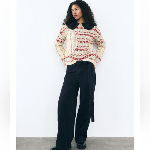 Zara cable knit jacquard sweater - Picture 2 of 6